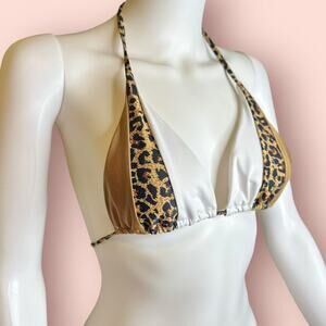 Cheetah Print, White & Gold Small Triangle Bikini Top​​